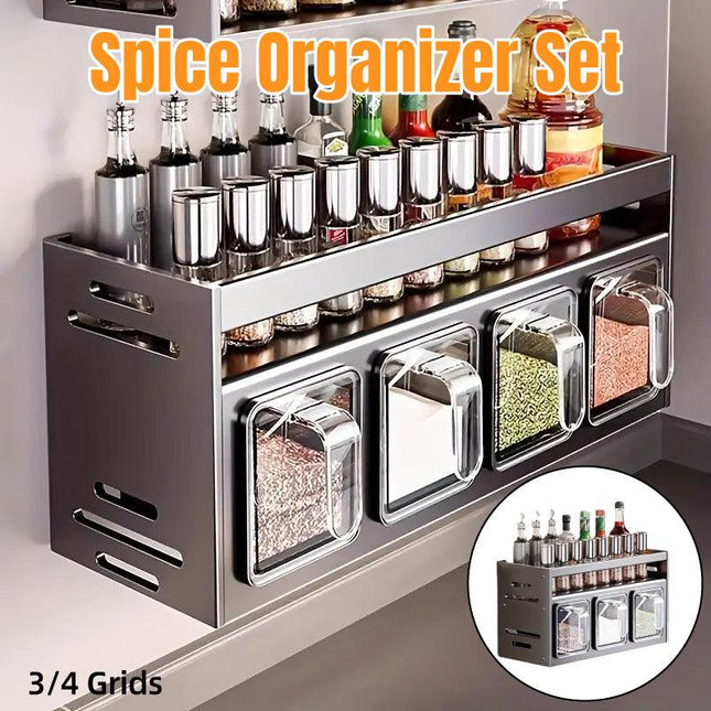 Wall Mounted Kitchen Spice Box Shelf Multifunctional Organiser for Herbs Spices
