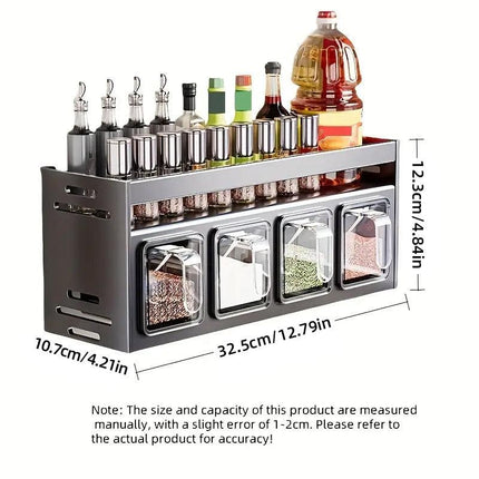 Wall Mounted Kitchen Spice Box Shelf Multifunctional Organiser for Herbs Spices