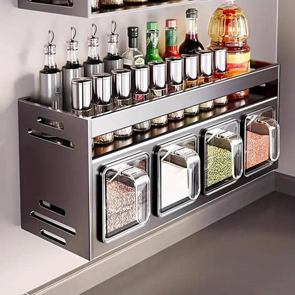 Wall Mounted Kitchen Spice Box Shelf Multifunctional Organiser for Herbs Spices
