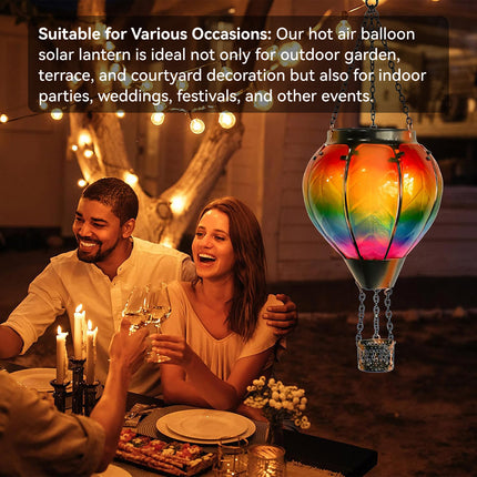 Hot Air Balloon Solar Lantern Garden Decor Outdoor Patio Hanging Lights Durable