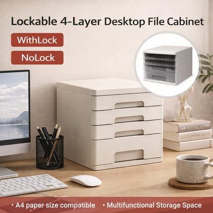4 Tier Desktop File Storage Cabinet A4 Letter Files Confidential Records Storage