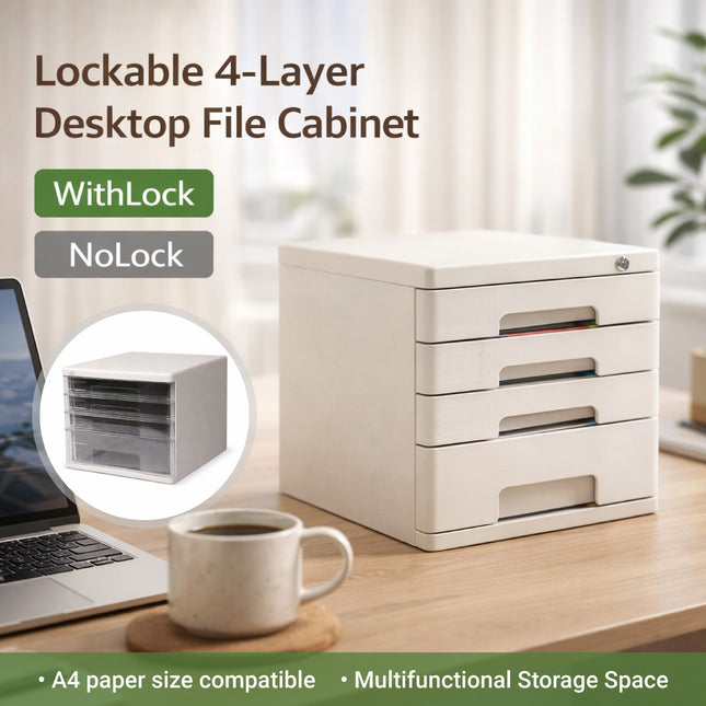 4 Tier Desktop File Storage Cabinet A4 Letter Files Confidential Records Storage