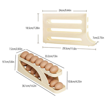Automatic Scrolling Egg Holder 2/4-Tier Storage Box Container for Refrigerator