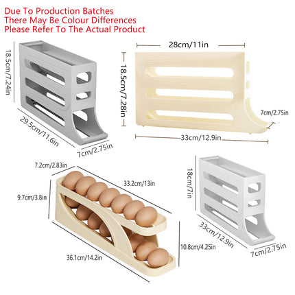 Automatic Scrolling Egg Holder 2/4-Tier Storage Box Container for Refrigerator