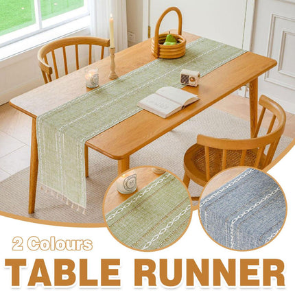Solid Colour Woven Hollow Fringe Table Runner Home Dining Tablecloth Decoration
