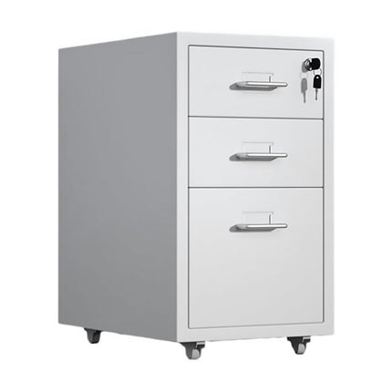 Mobile Metal File Cabinet White Lockable 3 or 5 Drawer with Wheels for Office
