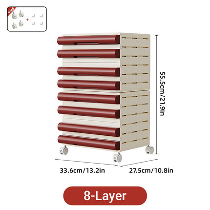 8 Tier Mobile File Organiser Cabinet with Wheels for A4 Letter Documents Books
