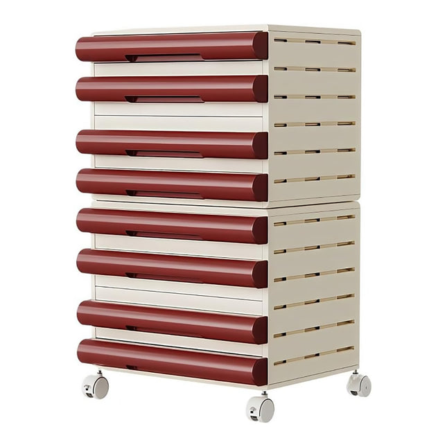 8 Tier Mobile File Organiser Cabinet with Wheels for A4 Letter Documents Books