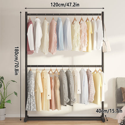 Double Layer Clothes Rack Durable Metal Frame Sturdy for Living Room Balcony Use