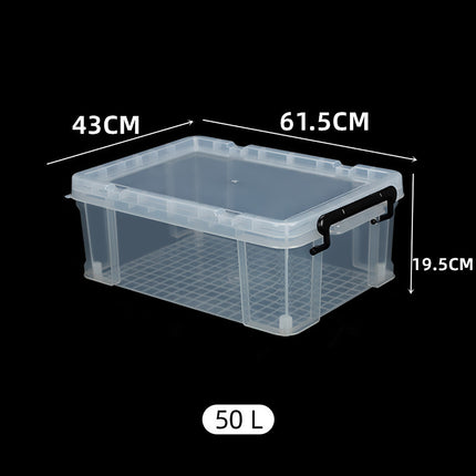 25L 50L Clear Plastic Storage Box with Lid Stackable Latching for Toys Clothes
