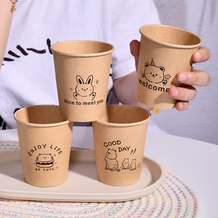 300PCS Disposable Food-Grade Paper Cups 250ml LeakProof for Party Water Hot Cold