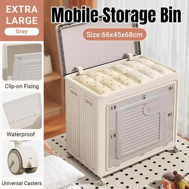 Foldable Clothes Storage Box With Wheels Large Capacity Laundry Organiser