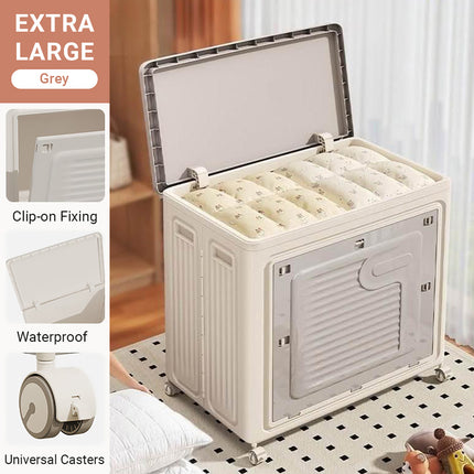 Foldable Clothes Storage Box With Wheels Large Capacity Laundry Organiser
