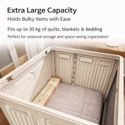 Foldable Clothes Storage Box With Wheels Large Capacity Laundry Organiser