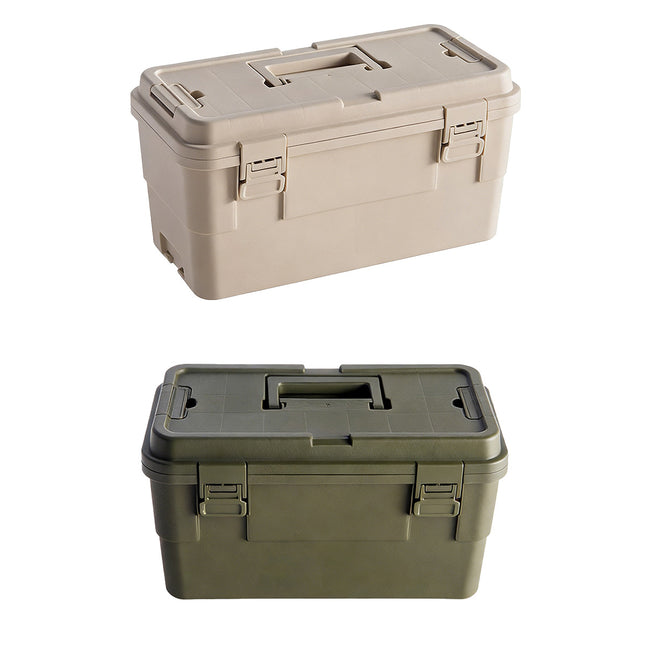 15L Tool Storage Box with Tray Stackable Portable Garage Toolbox