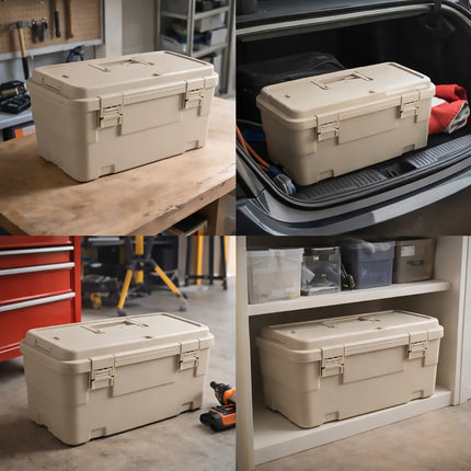 15L Tool Storage Box with Tray Stackable Portable Garage Toolbox