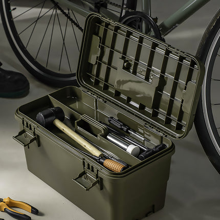 15L Tool Storage Box with Tray Stackable Portable Garage Toolbox