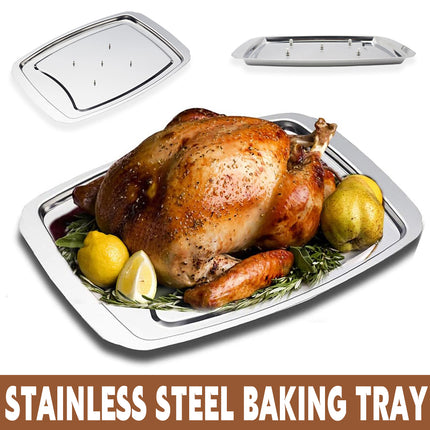 Stainless Steel Grill Plate Meat Roasting Tray with Spikes Barbecue Rack Tool