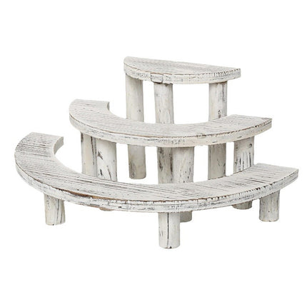 3 Tier Solid Wood Dessert Stand White Aesthetic for Party Cake Pastry Display