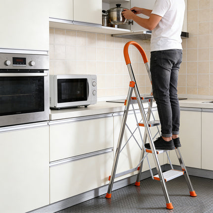 4 Step Home Folding Ladder Anti-Slip Anti-Shake Strong Load Capacity Sturdy