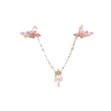 2Pcs Hanfu Flower Hair Clip Pearl Tassel Butterfly Hairpin Female/Children Party - Aimall
