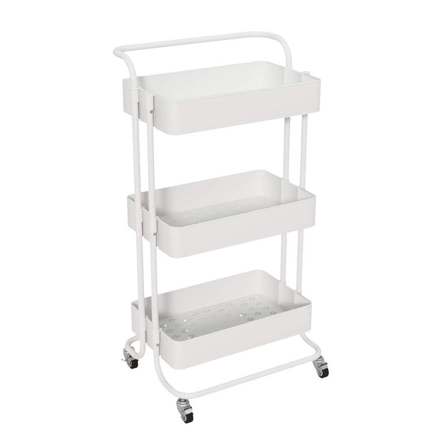 3 Tier Kitchen Bathroom Trolley Cart Steel Storage Rack Organizer with Wheels