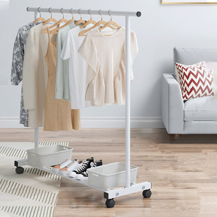 Portable Clothes Rack with Wheels Durable Iron Material for Enterway Bedroom Use