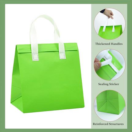50PCS Green Takeaway Packaging Bags with Handles and Self-Adhesive Seal