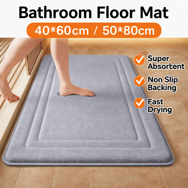 40×60cm and 50×80cm Bathroom Floor Mat with Quick Dry Non-Slip Backing