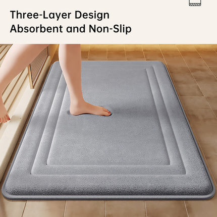 40×60cm and 50×80cm Bathroom Floor Mat with Quick Dry Non-Slip Backing