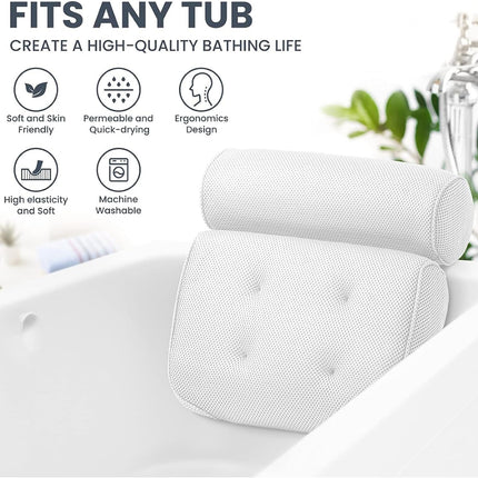 Bathtub Pillow Non-Slip for Bath Tub Spa Shower Comfortable Water Resistant