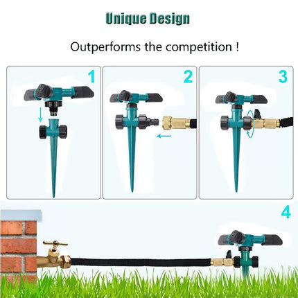 360° Rotation Auto Irrigation System Garden Lawn Sprinkler Patio Save Water Use