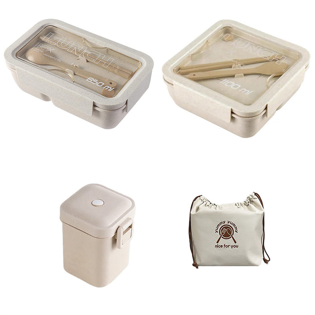 Lunch Box Solid Color Square Shaped Sealed With Tableware Microwave Safe Use
