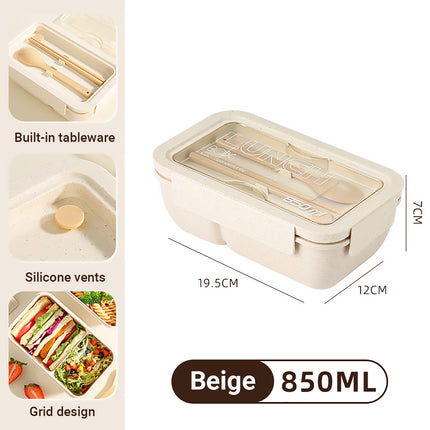 Lunch Box Solid Color Square Shaped Sealed With Tableware Microwave Safe Use