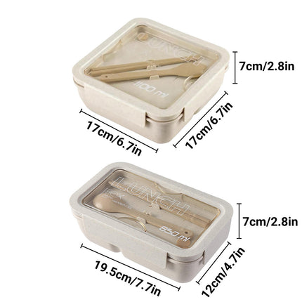 Lunch Box Solid Color Square Shaped Sealed With Tableware Microwave Safe Use