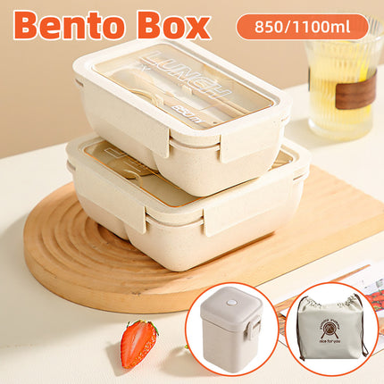 Lunch Box Solid Color Square Shaped Sealed With Tableware Microwave Safe Use