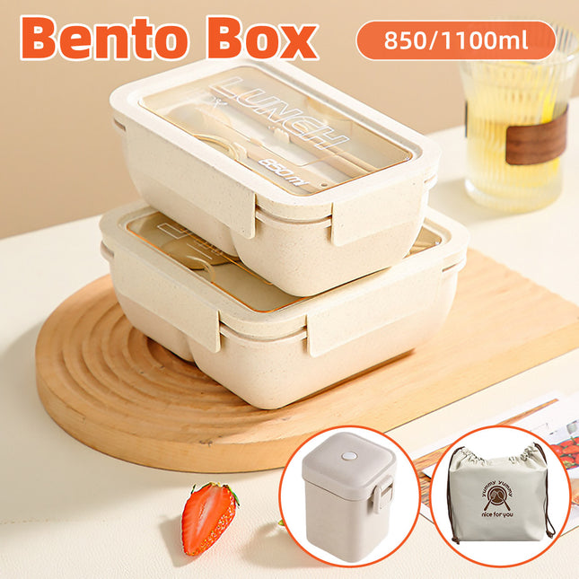 Lunch Box Solid Color Square Shaped Sealed With Tableware Microwave Safe Use