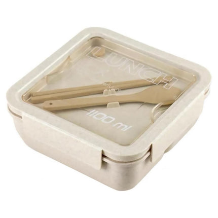 Lunch Box Solid Color Square Shaped Sealed With Tableware Microwave Safe Use