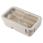 Lunch Box Solid Color Square Shaped Sealed With Tableware Microwave Safe Use