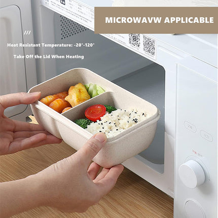 Lunch Box Solid Color Square Shaped Sealed With Tableware Microwave Safe Use
