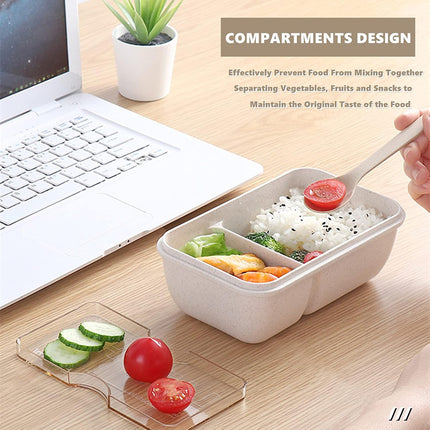 Lunch Box Solid Color Square Shaped Sealed With Tableware Microwave Safe Use
