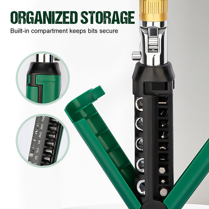 Multi Angle Ratchet Screwdriver Set 14 in 1 Folding Bit Tool DIY Repair Kit