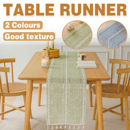 Solid Colour Woven Hollow Fringe Table Runner Home Dining Tablecloth Decoration