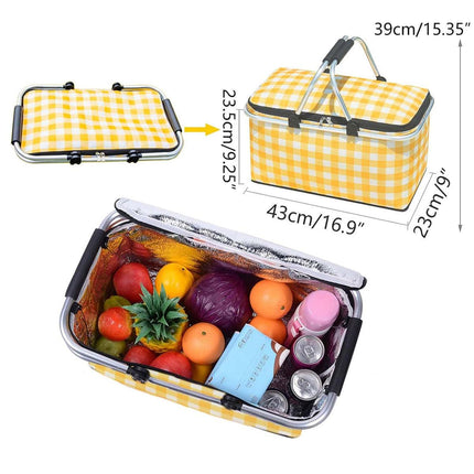 Foldable Picnic Basket Outdoor Camping Carrying Basket Portable Food Storage