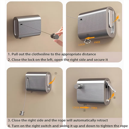 Retractable No-Drill Invisible Washing line 4.2M Length for Laundry Drying