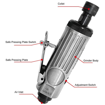 1/4 Inch Air Die Grinder Kit Pneumatic Rotary Tool Set for Metal Wood Auto Repair