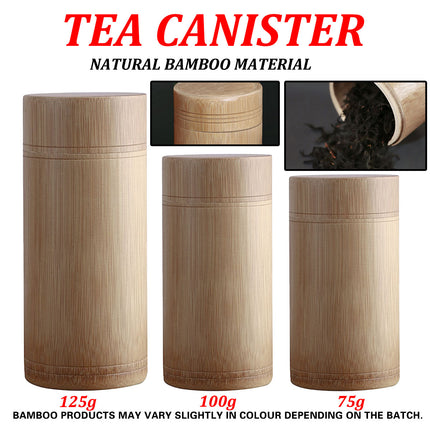 Bamboo Storage Canister with Sealed Lid 75g 100g 125g Tea Loose Leaf Jar