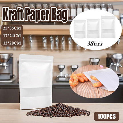 100PCS Kraft Paper Bags with Clear Window Gift Bags Easy to Use for Small Items