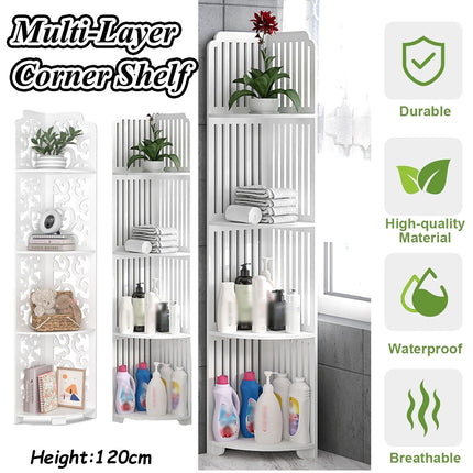 4-Tier Corner Shelf Freestanding Storage Rack Large Capacity for Toilet Kitchen