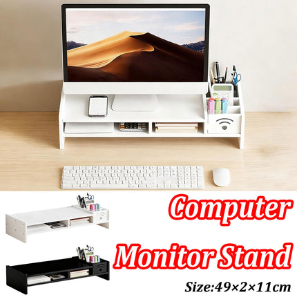 Multi-Function Monitor Riser Stand Space Saving Durable for Computer Desk Office